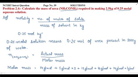 Calculate The Mass Of Urea NH2CONH2 Required In Making 2 5kg Of 0 25