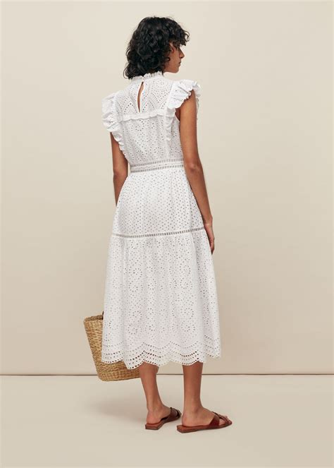 White Broderie Frill Sleeve Dress Whistles