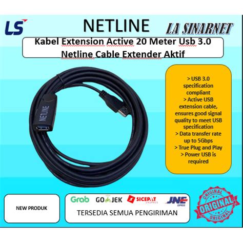 Jual Kabel Extension Active 20 Meter Usb 3 0 Netline Cable Extender