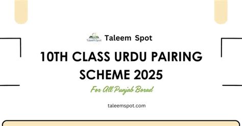 10th Class All Subjects Pairing Scheme Punjab Board 2025