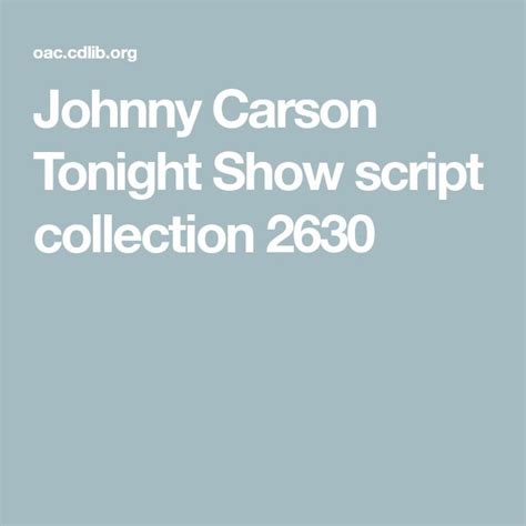 Johnny Carson Tonight Show script collection 2630 | Johnny carson ...