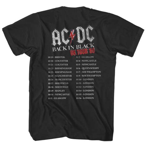 Ac Dc Eye Catching T Shirt Uk Tour 1980 Authentic Band Merch