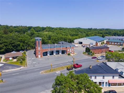 Wellesley Town Center Aerial View, MA, USA Stock Image - Image of ...