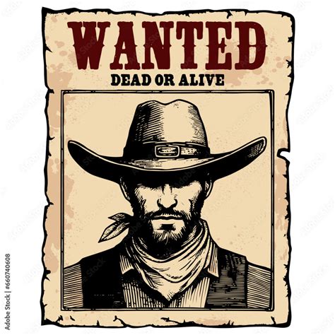 Vintage Design Of A Wild West Outlaw Wanted Poster Western Wanted