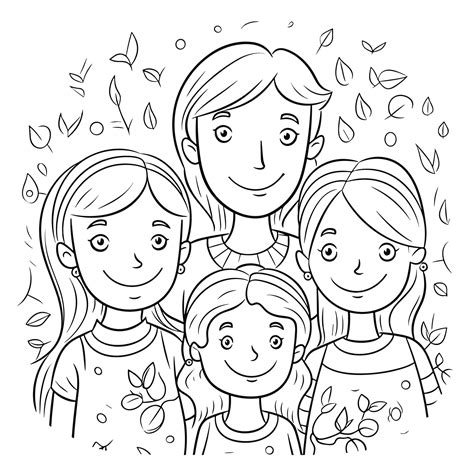 Premium Vector | Illustartion coloring book page family