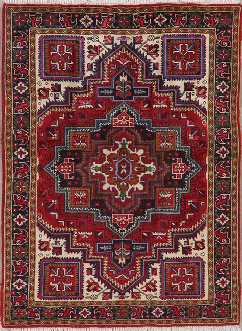 Tribal Persian Diamond Oriental Medallion Hand Knotted Heriz Area Rug