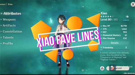 Xiao Personal Fave Voice Lines Japanese Youtube