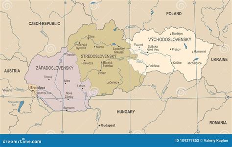 Mapa De Eslovaquia Ejemplo Detallado Del Vector Del Vintage Stock De