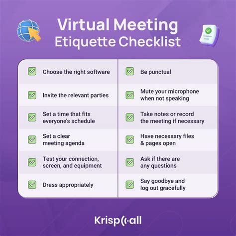 Virtual Meeting Etiquette Checklist