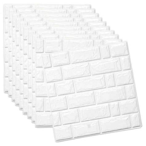 3d White Brick Wall Panels 10 Pack Peel And Stick Waterproof Self Adhesive Foam For Home Decor