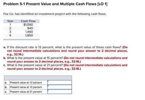 Solved Problem 5 1 Present Value And Multiple Cash Flows Lo