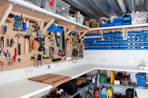 Workshop Area in a Home Garage with Organisation of Tools and DIY ...