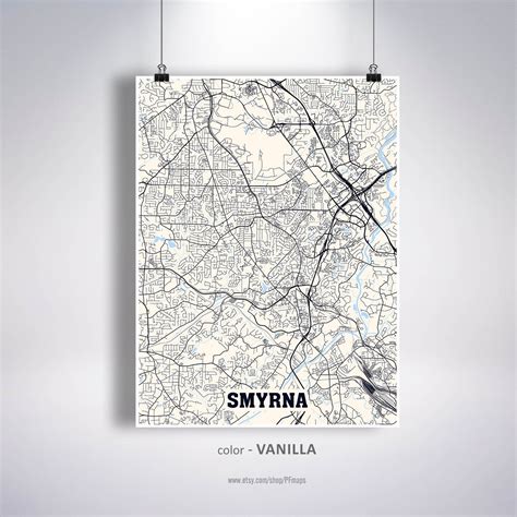 Smyrna Map Print Smyrna City Map Georgia Ga Usa Map Poster Etsy