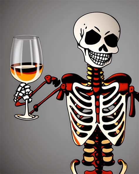 Dancing Skeleton With Wine Glass Creative Fabrica