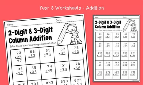 Year 3 2 Digit And 3 Digit Column Addition Worksheets Ks2 Addition