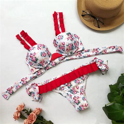 Bonitakinis Sexy Bandage Swimsuit Ruffled Bikini Set Women Swimming