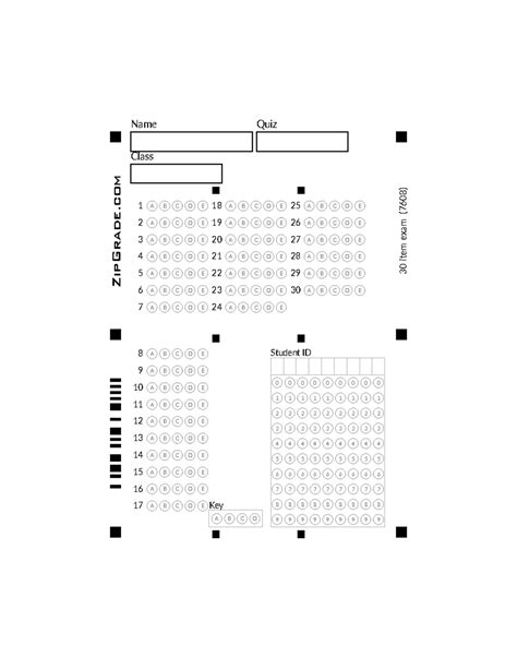 30 item scantron - Name Quiz Class Student ID 0 1 2 3 4 5 6 7 8 9 0 1 2
