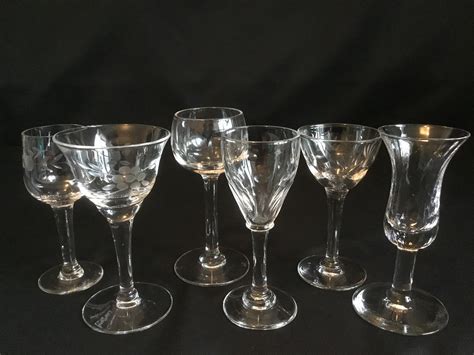 Vintage Liqueurdrink Glass Set Of 6 Different Glasses Each Etsy