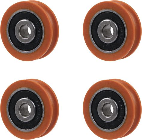 CNBTR 4PCS U Groove Orange Color Plastic Pulley With Steel Bearings For