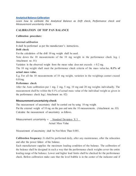 Calibration of analytical balance | PDF | Free Download