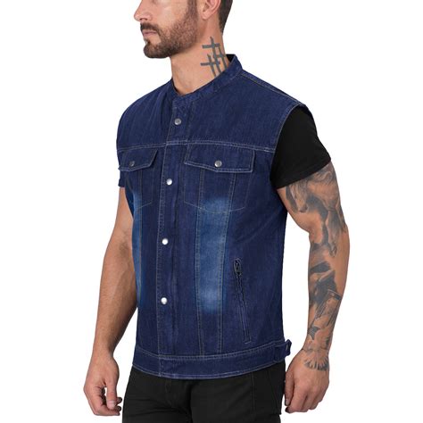 Viking Cycle Blue Denim Motorcycle Vest For Men