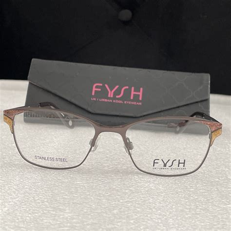 Fysh 3613 856 Eyeglasses Frames Cat Eye Full Rim 51 17 140 Brown Gold Ebay