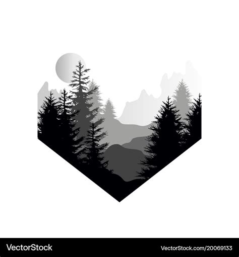 Beautiful Nature Landscape With Silhouette Vector Image