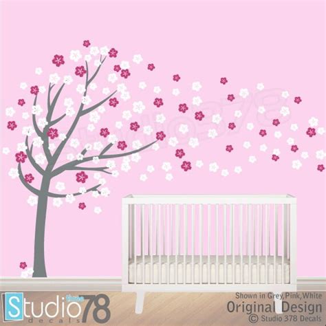 Flower Tree Wall Decal Cherry Blossom Vinyl Wall Tree Decal Etsy