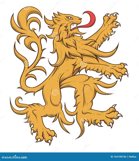 Rampant Lion Heraldic Design Cartoon Vector Cartoondealer