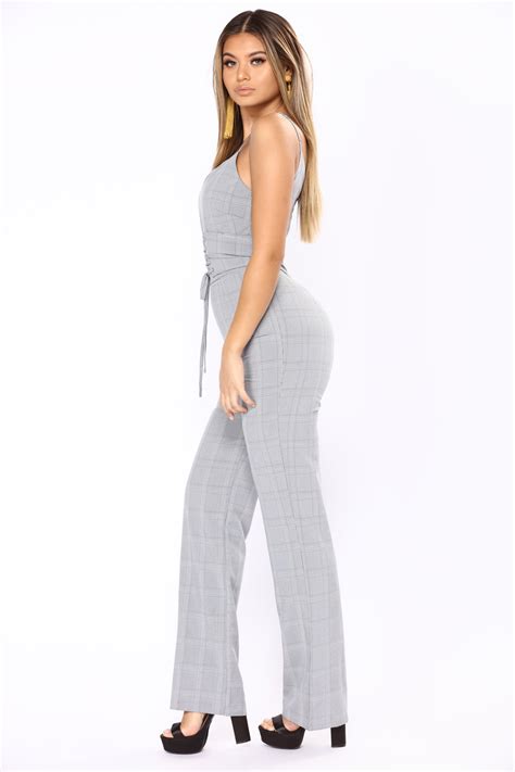 Disciplined Plaid Jumpsuit Grey