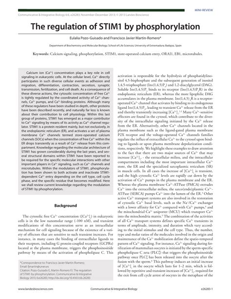 Pdf The Regulation Of Stim By Phosphorylation