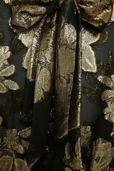 Saint Laurent Pussy Bow Metallic Fil Coup Chiffon Midi Dress The Outnet