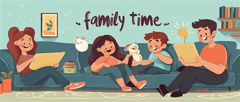 Cartoon of a Family Enjoying Fun Family Time Together | Premium AI-generated image