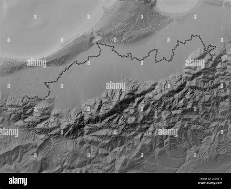 Blida Province Of Algeria Grayscale Elevation Map With Lakes And