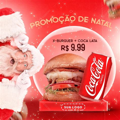 Promoção De Natal X Burger Social Media PSD Editável download Designi