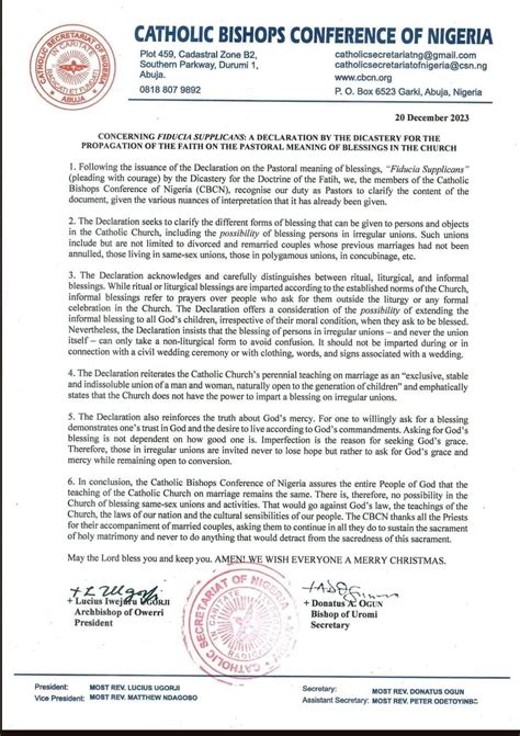 Nigerian Bishops Defend Pope Francis On Same Sex Marriage Time Africa Magazine