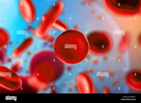 D Illustration Of Red Blood Cells Erythrocytes Close Up Under A