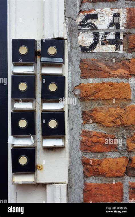 Seven Doorbells At A House Entrance Stock Photo Alamy