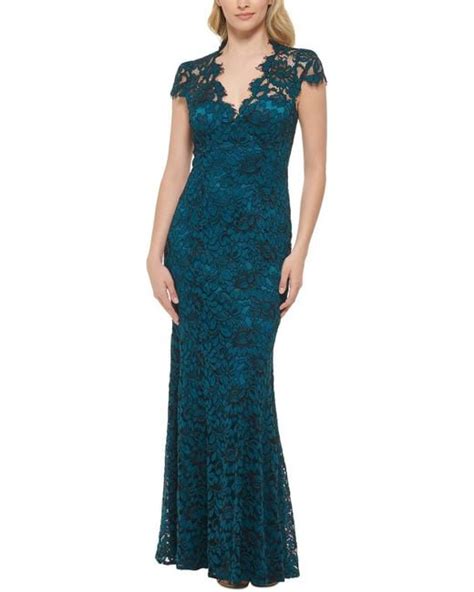 Eliza J Lace V Neck Evening Dress In Blue Lyst