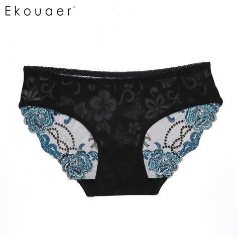 Ekouaer Womens Sexy Lace Panties Seamless Embroidery Breathable Panty