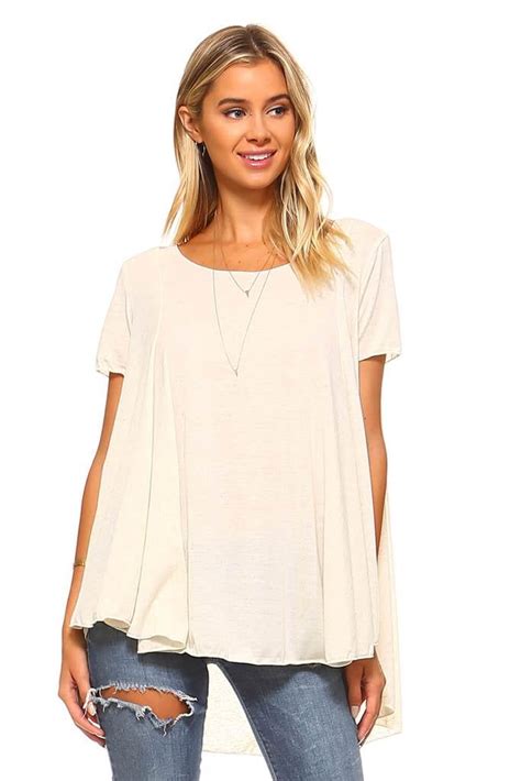 Simplicitie Women S Short Sleeve Loose Fit Flare Flowy T Shirt Tunic