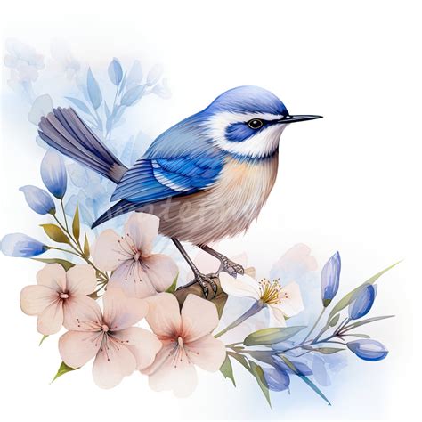 Cute Blue Wren Bird Clipart Png Blue Bird Png Bird Flowers Clipart