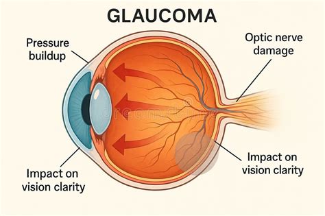 eye glaucoma induced optic nerve damage medical illustration vision