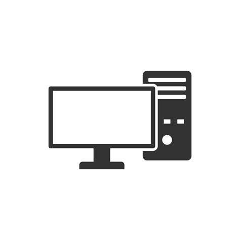 Pc Computer Icon In Flat Style Desktop Vector Illustration On White