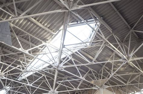 Structure of Steel Roof Frame for Building Construction. Stock Photo ...