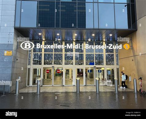 Passengers Walk In The Bruxelles Midi Brussel Zuid Brussels South