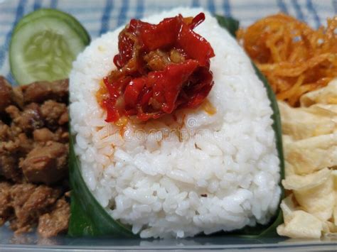 Delicious Indonesian Meal Nasi Liwet Of Sudanese West Java Stock Photo