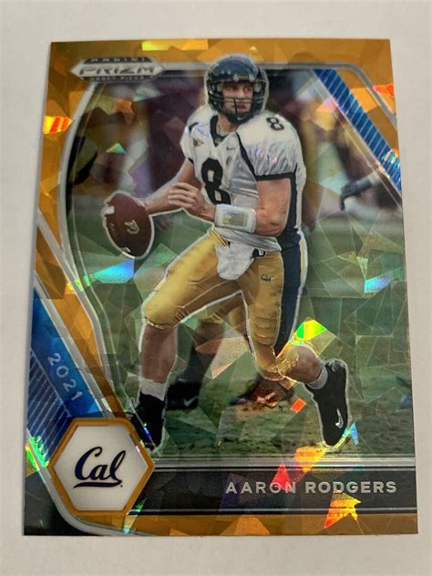 Aaron Rodgers Panini Prizm Draft Picks Orange Cracked Ice Prizm