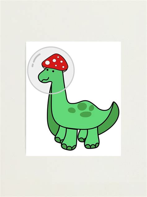 Simple Red And White Mushroom Hat Brontosaurus Astronaut Dinosaur