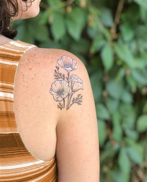 Golden Poppy Flower Temporary Tattoo Poppy Flower Tattoo Tattoos